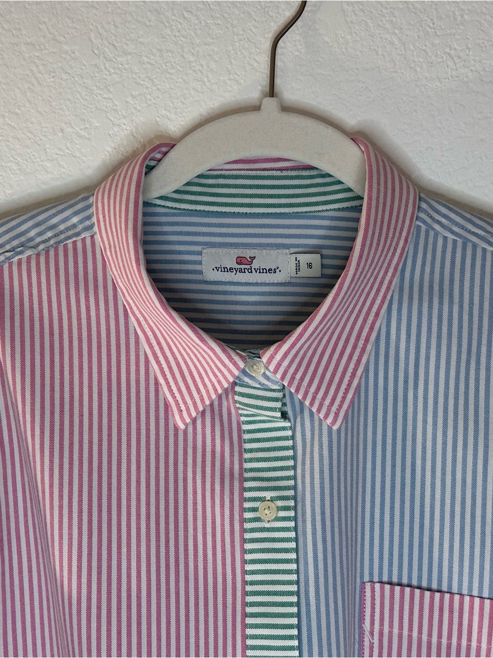 Vineyard Vines Pink, Blue & Green Striped Button-Down Shirt